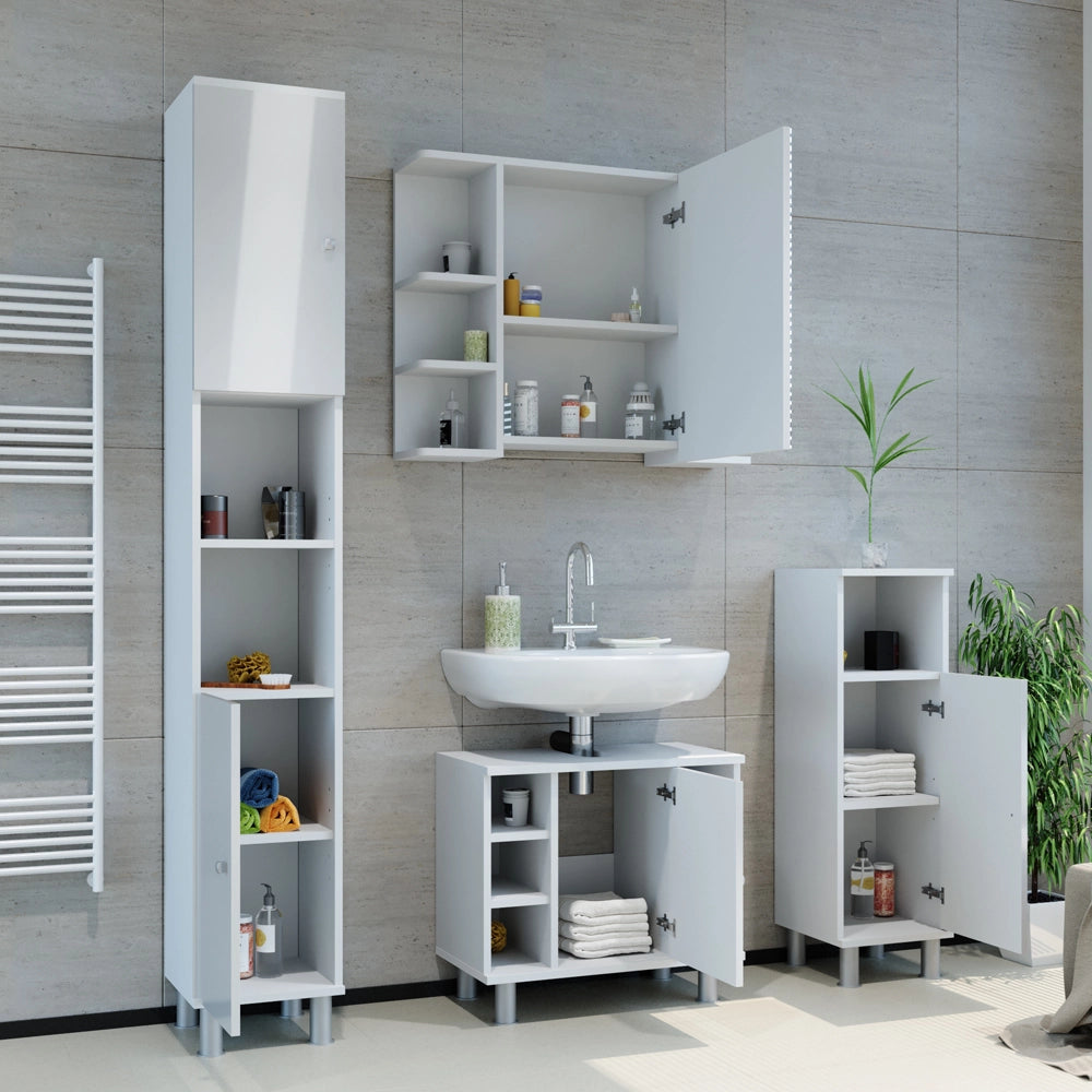 Vicco Set mobili bagno Bianco lucido 2 parti