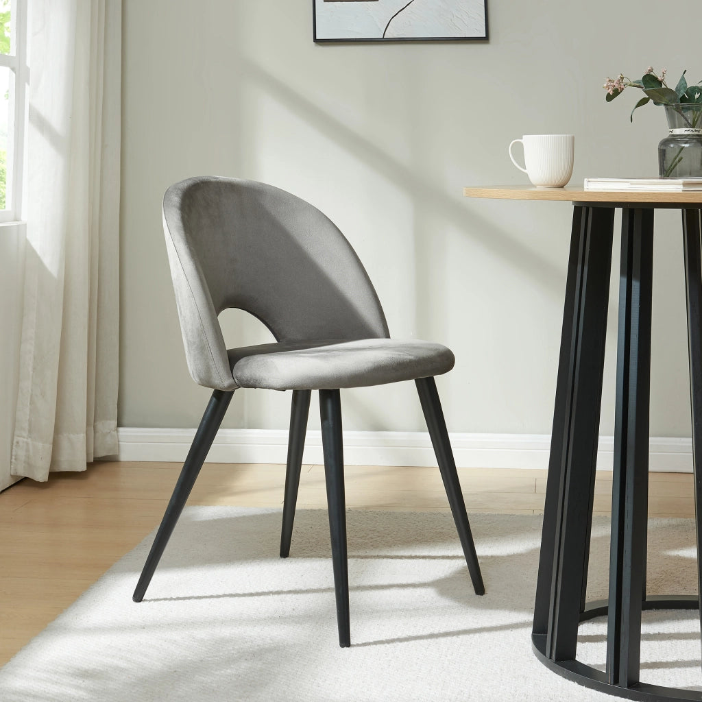 Set Karijoki di 2 Sedie Imbottite da Sala Pranzo Effetto Velluto - Grigio / Nero [en.casa]