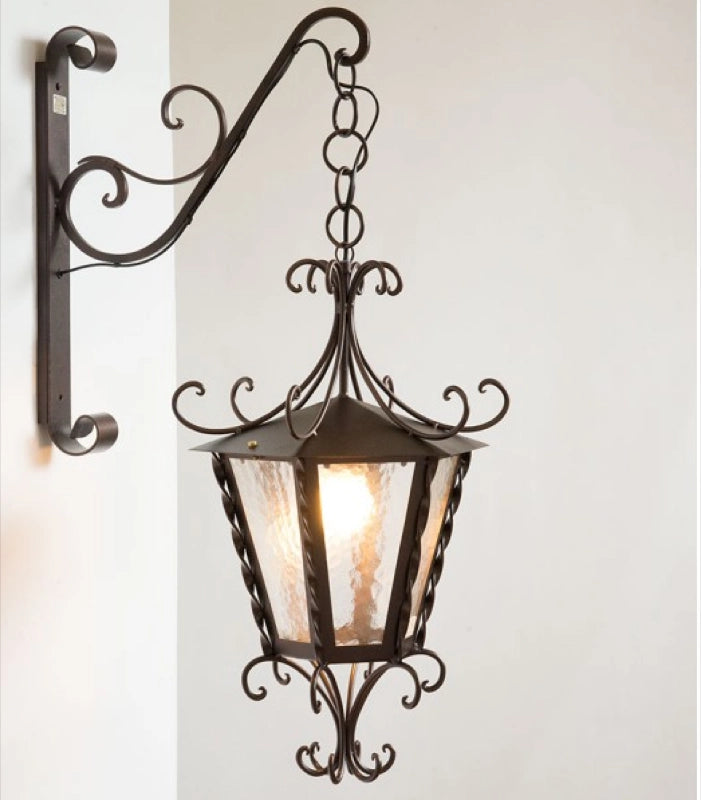 LANTERNA LAMPIONE A MURO IMPERIAL IN FERRO BATTUTO LAMPADE LAMPIONI APPLIQUE