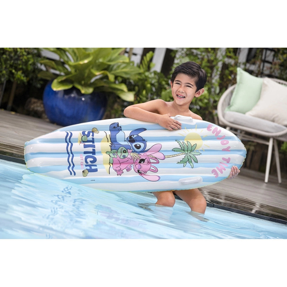 Trade Shop - Materassino Tavoletta Da Surf Gonfiabile Da Nuoto Per Bambini Stitch 112x40x10cm 9104v -