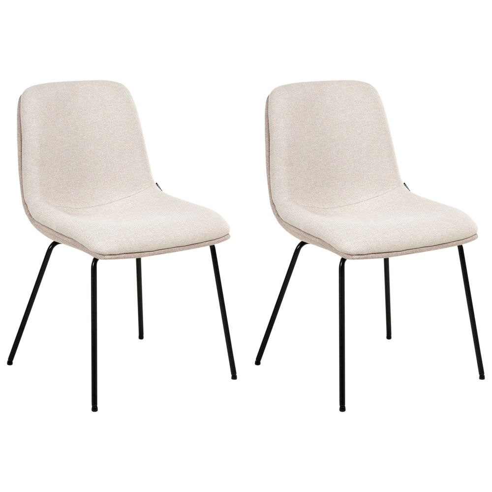 Set di 2 sedie da pranzo senza braccioli Tappezzeria Beige stile scandinavo