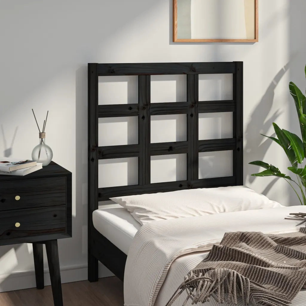 Testiera per Letto Nera 80,5x4x100 cm in Legno Massello di Pino cod mxl 33528