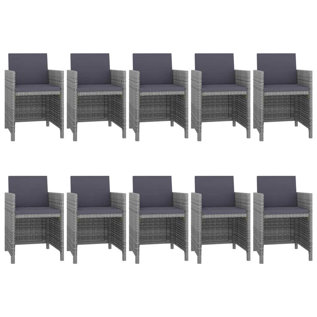 Set da Pranzo da Giardino 11 pz con Cuscini Polyrattan Grigio cod mxl 35360