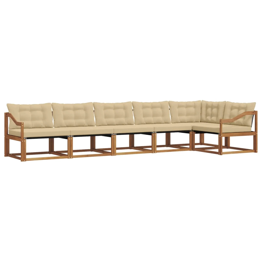 Set di divani da esterno con cuscino 6 pcs Naturale e Beige