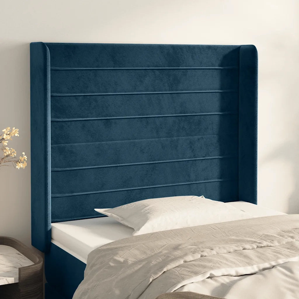 Testiera ad Orecchio Blu Scuro 93x16x118/128 cm in Velluto 3119760