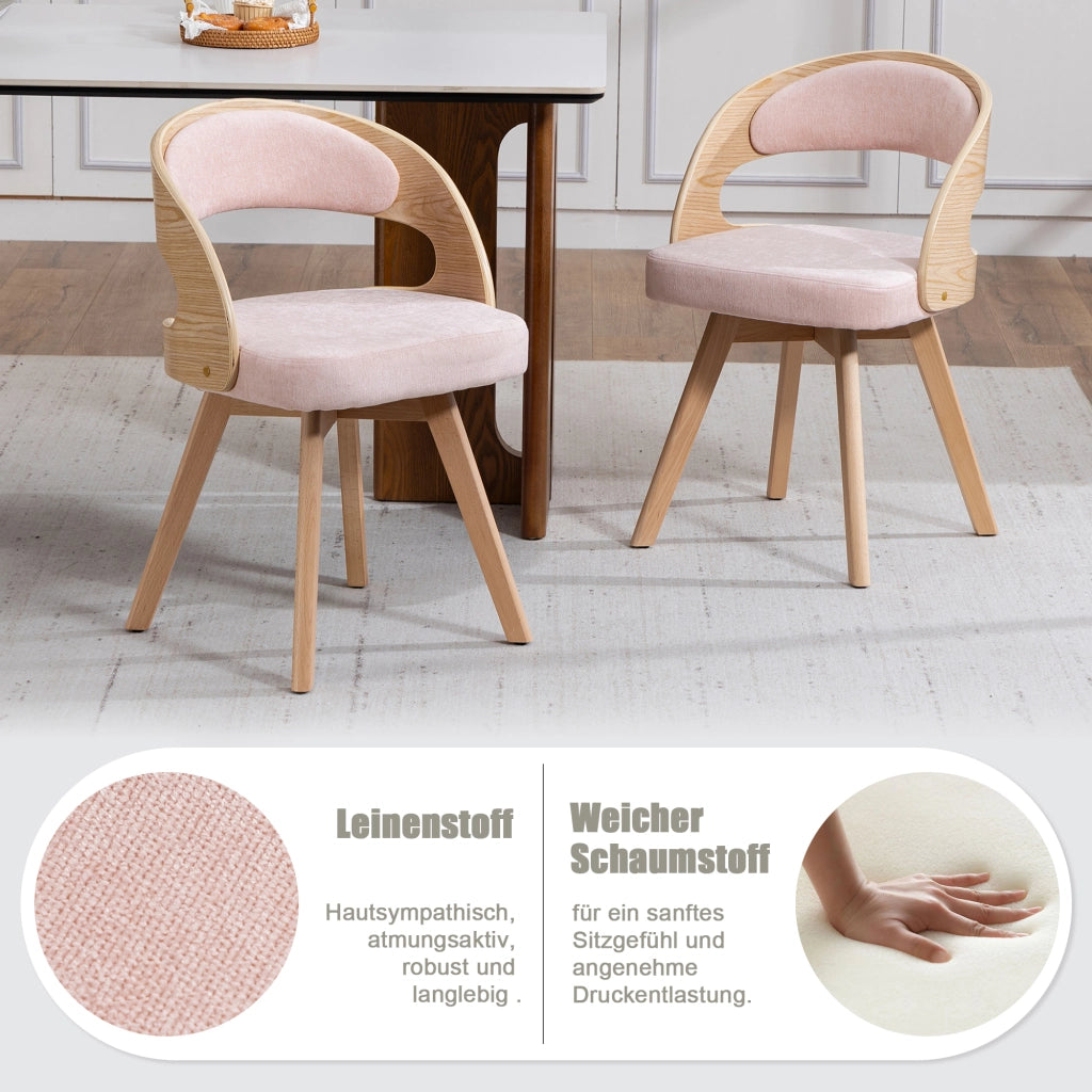 SEDIA DA PRANZO Girevole 360° 44x41x75 cm Lino Rosa