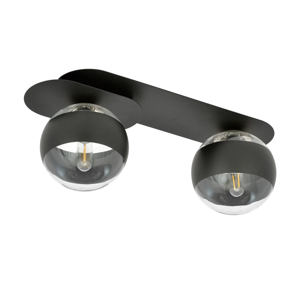 Plafoniera Minimal Teia Acciaio Nero 2 Luci E14 Ip20