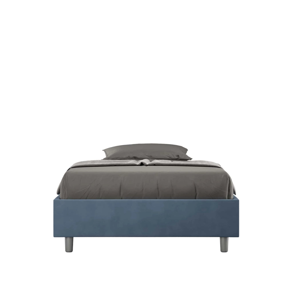 BS COM Letto una piazza e mezza contenitore imbottito 110x190 microfibra blu