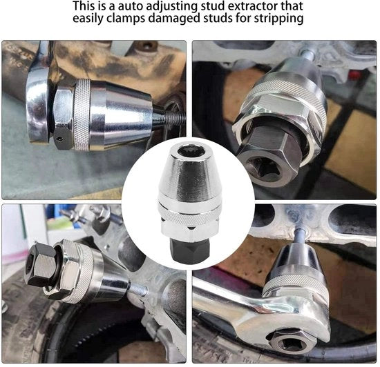 Rimuovitore di Bottone Universale per Ronde Tappi - 3/8in Azionamento - Acciaio Inox - Per Tappi 1/4in-1/2in - Regolabile - Durezza HRC40-45 - Robusto - Estrattore di Viti