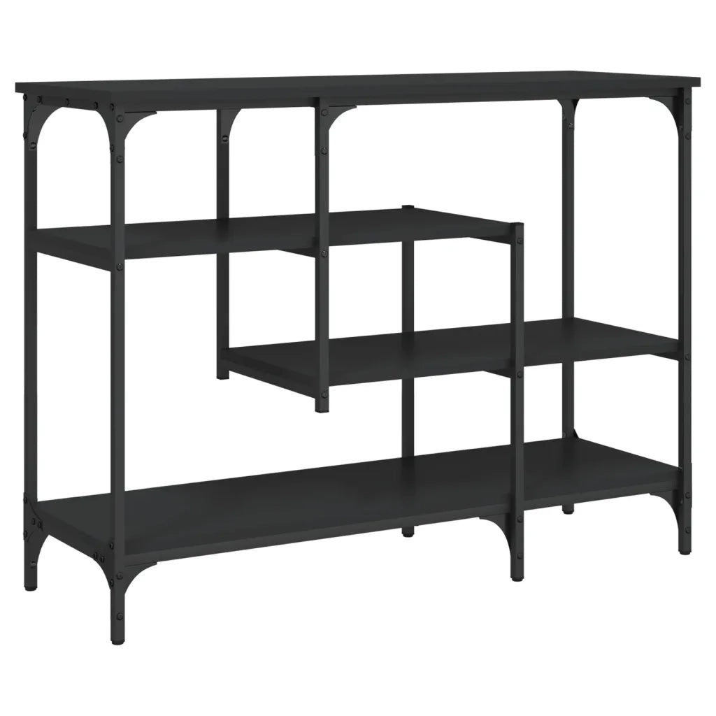 Tavolino Consolle con Ripiani-Tavolino da soggiorno Nero 100x35x75 cm 740197