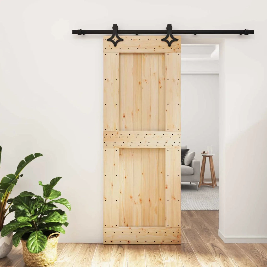 Porta scorrevole Naturale e Nero 80 x 210 cm