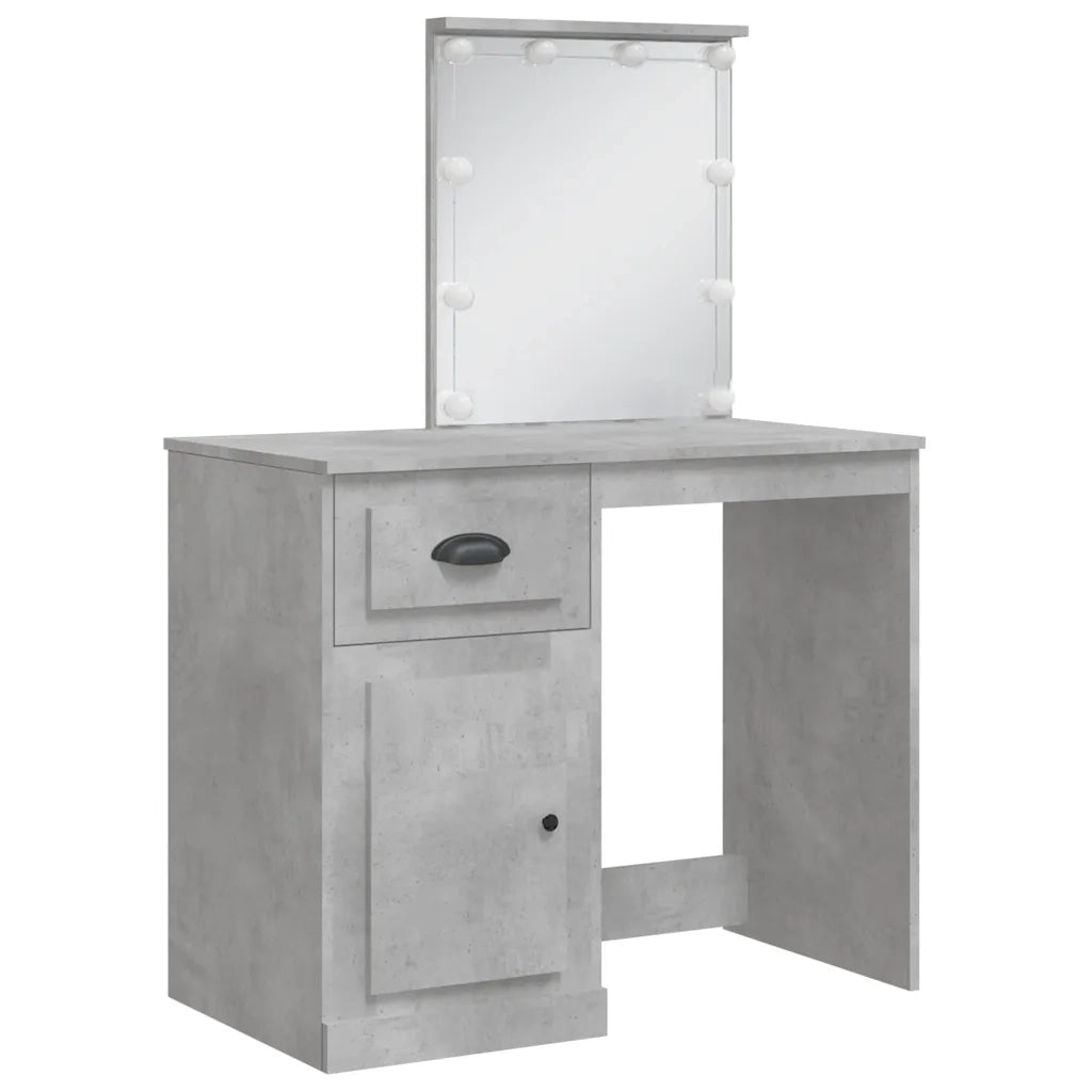 Toeletta | Tavolo da Trucco con Luci LED Grigio Cemento 90x42x132,5 cm