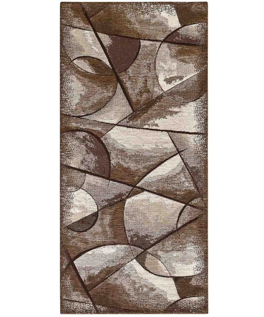 Tappeto moderno UNIVERSO MARRONE astratto quadro arte contemporanea, passatoia cucina multiuso lavabile in lavatrice e anti-scivolo cm.55x140