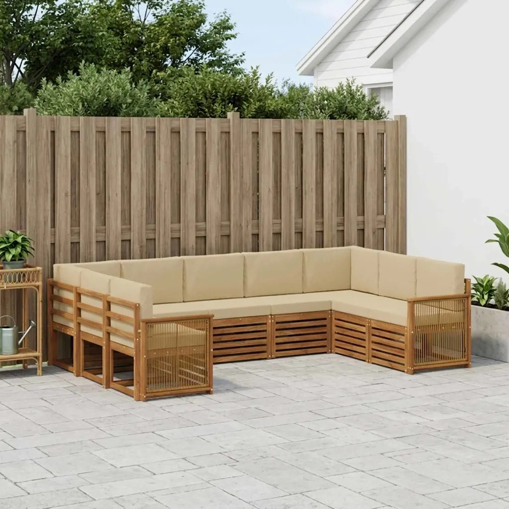 Set divano sezionale con cuscino 7 pcs Naturale