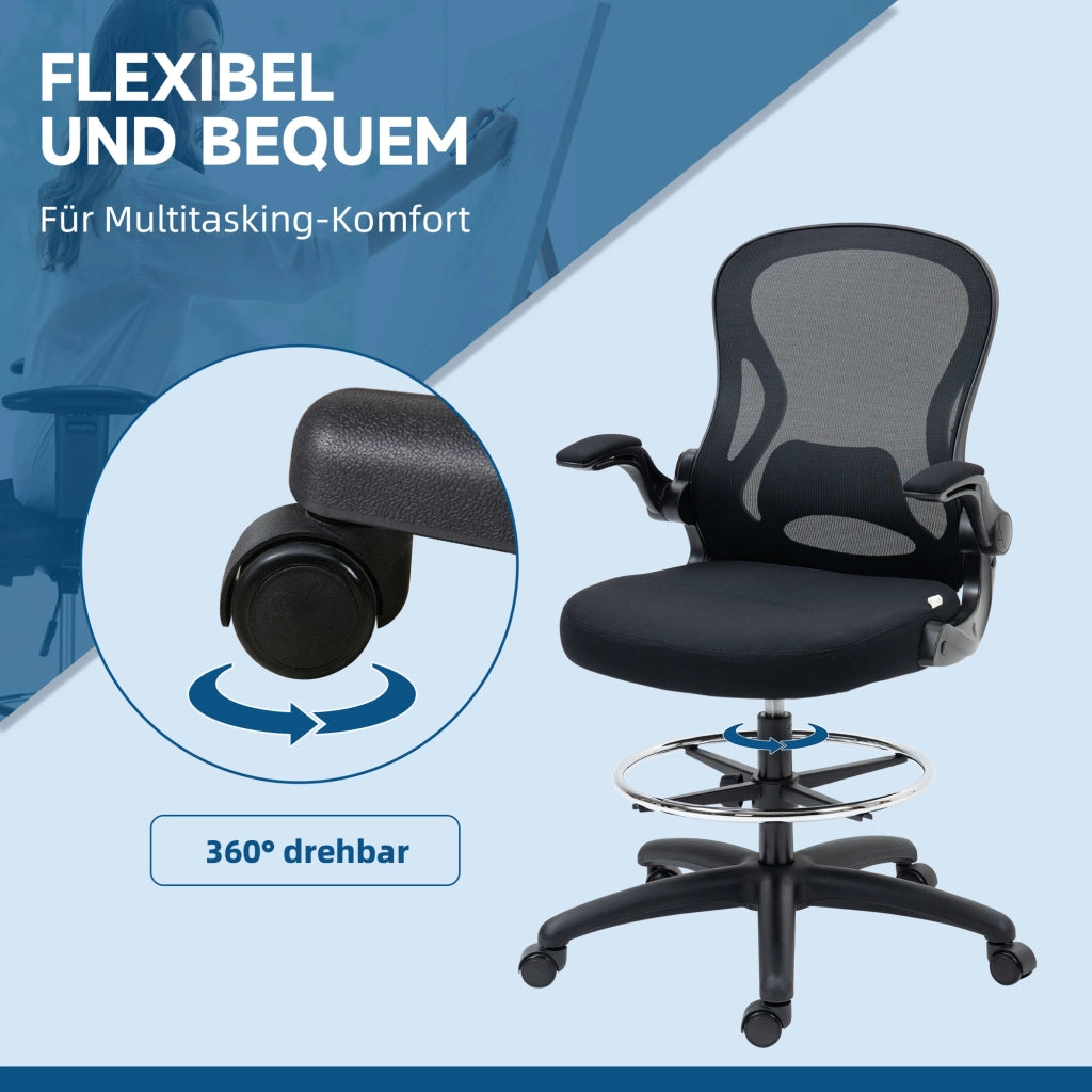 Sedia da ufficio regolabile con poggiapiedi ¨C Minimal ¨C Nero 59x65x122 cm