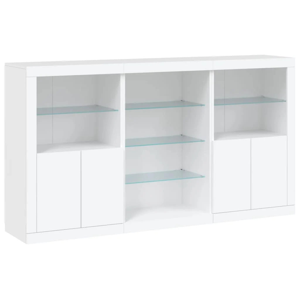 Buffet credenza cassettiera armadio mobile contenitore organizer per cucina soggiorno salotto con luci LED 181,5 x 37 x 100 cm bianco 02_0029837