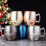 Tazza 500 ml - Tazza artigianale in ottone per Moskow Mule tazze in ottone (argento) - Tazza per bere -