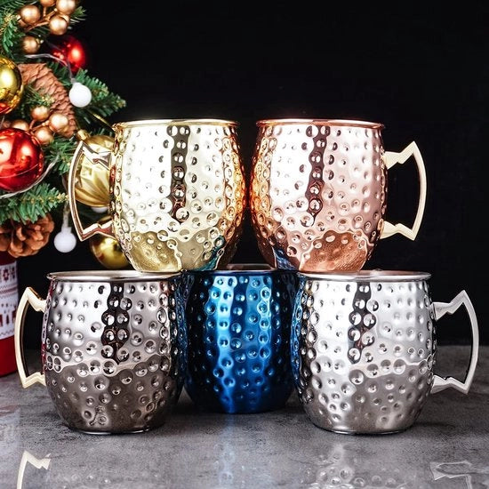 Tazza 500 ml - Tazza artigianale in ottone per Moskow Mule tazze in ottone (argento) - Tazza per bere -