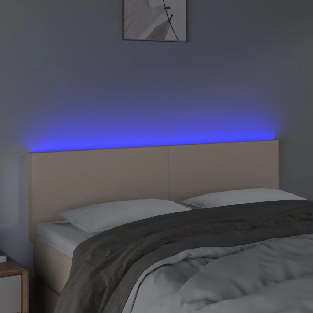 Testiera Cappuccino a LED 144x5x78/88 cm in Similpelle 3121427