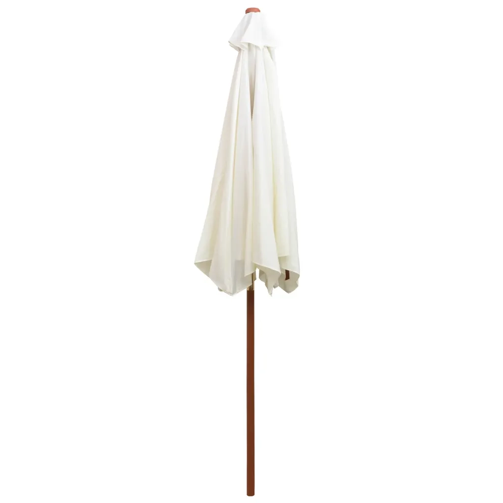 Ombrellone 270x270 cm Palo in Legno Bianco Crema 42962