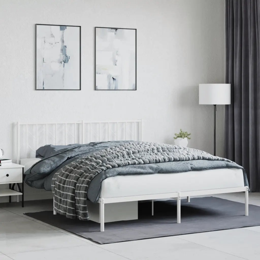 Giroletto con Testiera Metallo Bianco 160x200 cm 374489