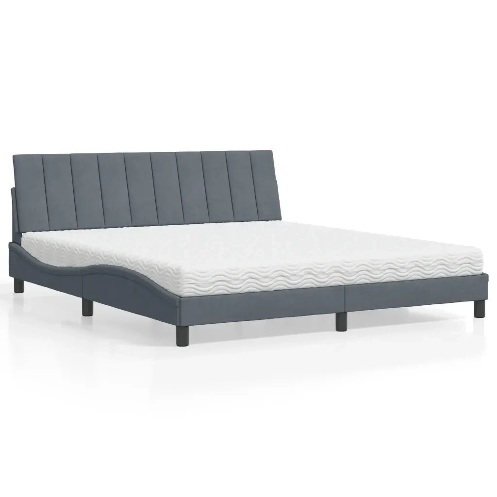 Letto con Materasso Hanko Grigio Scuro 180x200 cm in Velluto 3208611