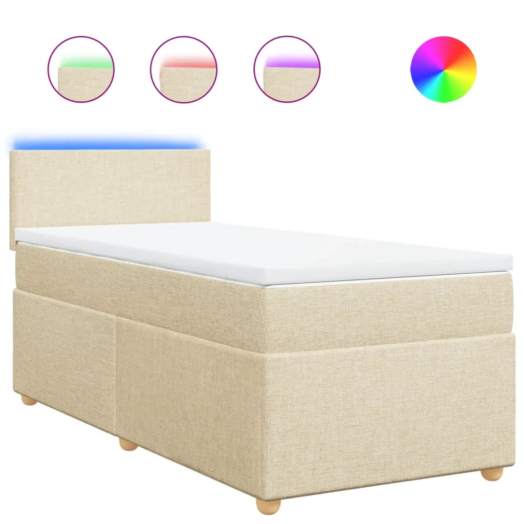 Giroletto a Molle con Materasso Crema 90x190 cm in Tessuto 3288833