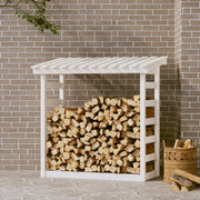 Portalegna-Scaffale per Legna Bianco 108x64,5x110 cm in Legno Massello di Pino