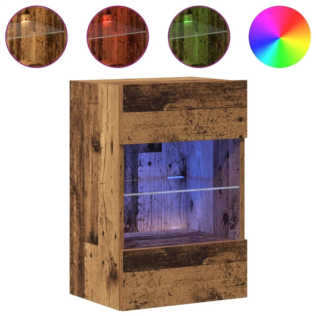Mobili TV a Parete con Luci LED 2pz Legno Vecchio 40x30x60,5 cm