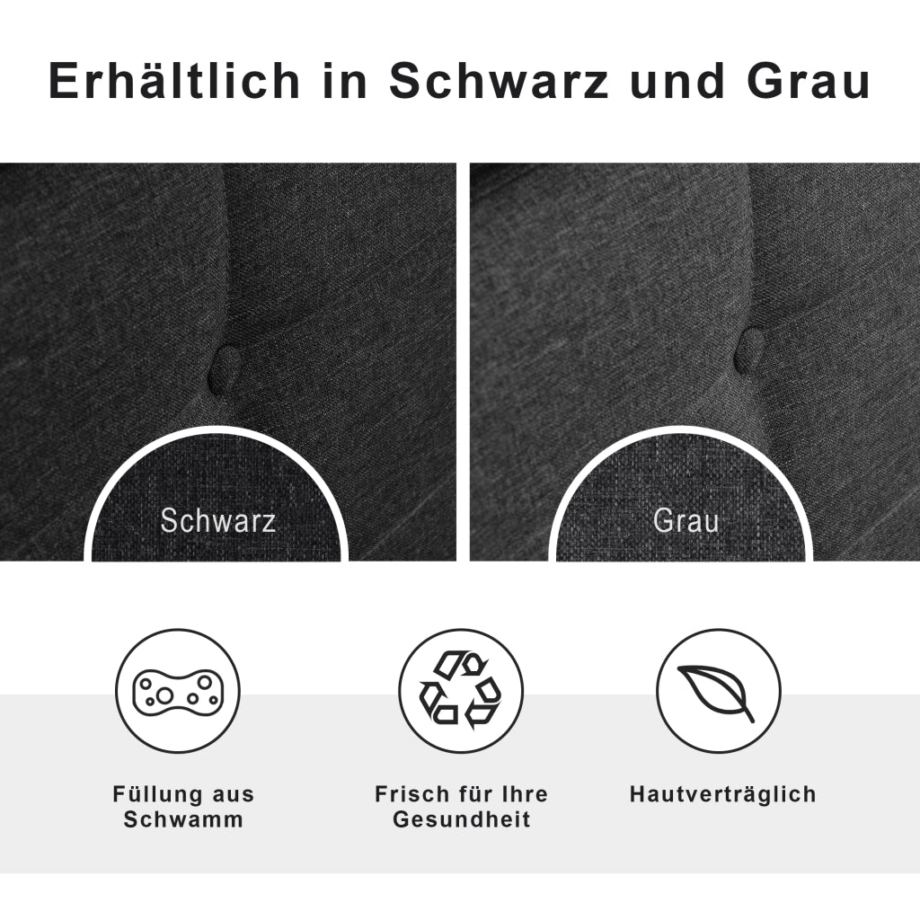 LETTO singolo 90x200 cm con LED, 2 cassetti, lino nero