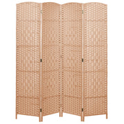 Divisorio per ambienti Naturale Carta Corda di pioppo Telaio di legno 4 pannelli Schermo decorativo pieghevole Divisorio Soggiorno Camera da letto Design tradizionale