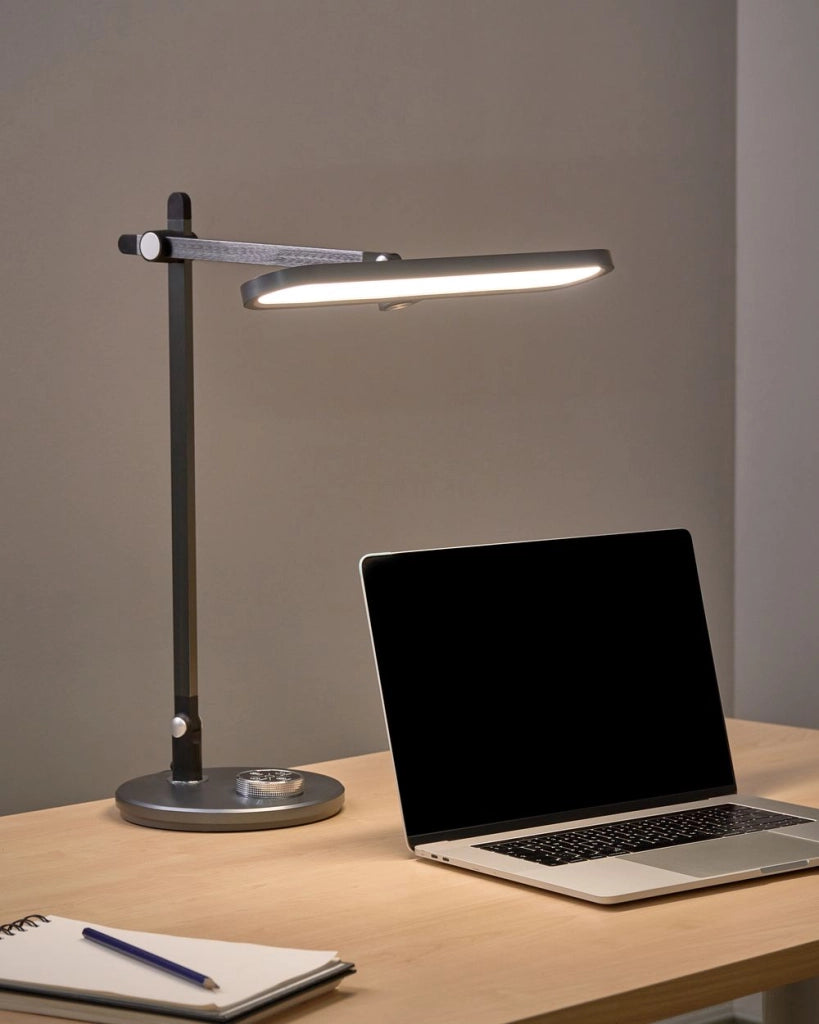 Lampada da scrivania multifunzionale a LED Grigio  ABS Tavolo Computer Lettura Illuminazione Braccio ruotabile Dimmer Stepless