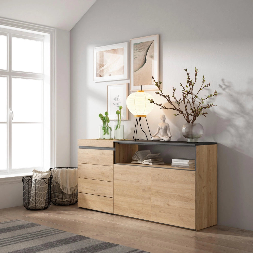 Cassettiera, 157x35x75cm, Camera da letto, Con Stoccaggio, colore Rovere RF3433