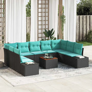 Set Divano da Giardino 10 pz Nero e turchese 3356674
