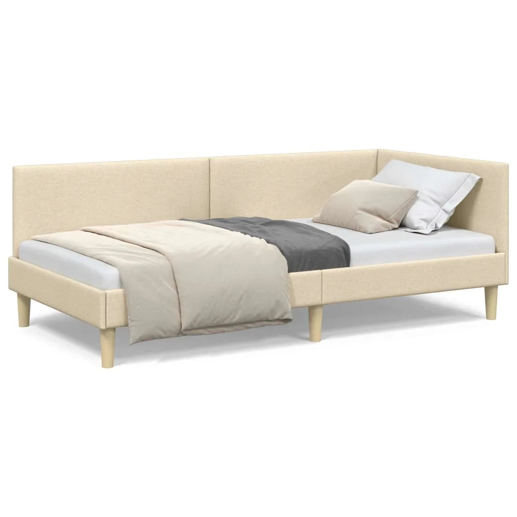 vidaXL Cornice del letto ad angolo Altro Crema 100 x 200 cm