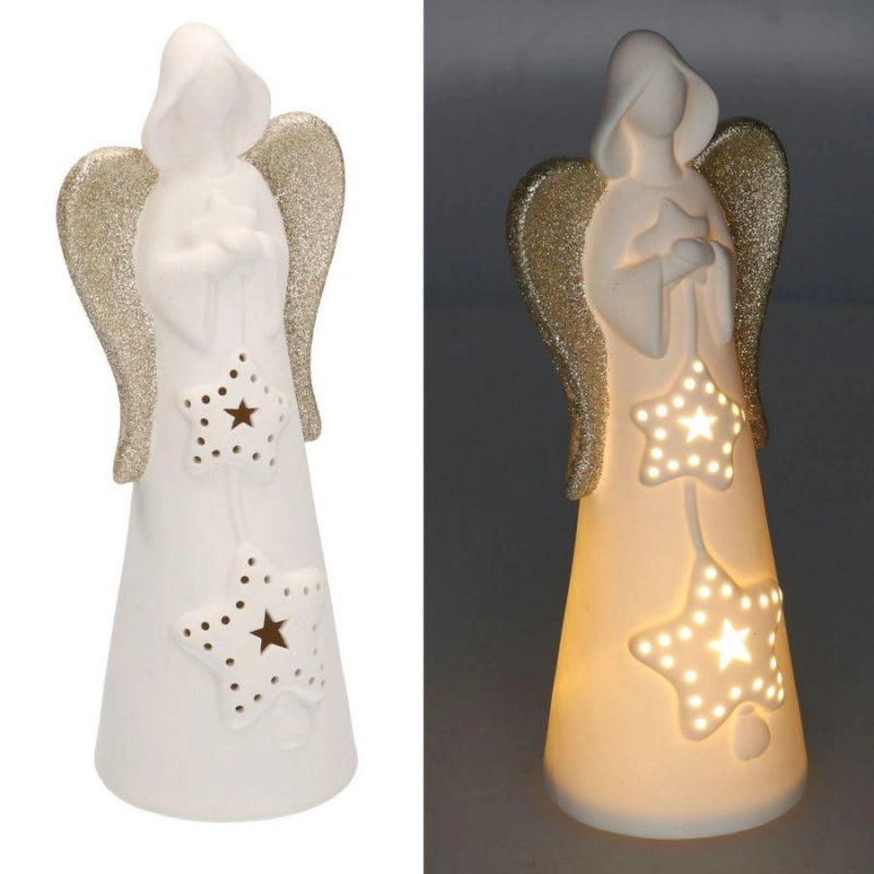 Angelo ceramica bianco oro con led ø10,5h27,5