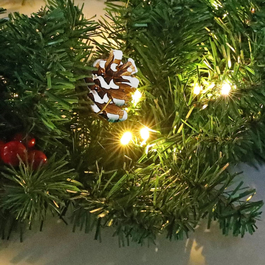 Ghirlanda natalizia con illuminazione, 800 cm, ghirlanda di abete, ghirlanda di Natale, spina di Natale, alimentazione con pigne rosse, decorazione natalizia per esterni