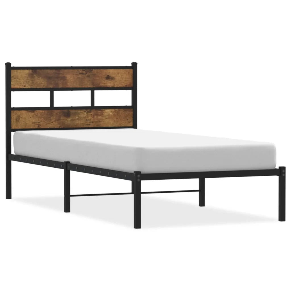 vidaXL Giroletto senza Materaso in Metallo Rovere Fumo 100x200 cm