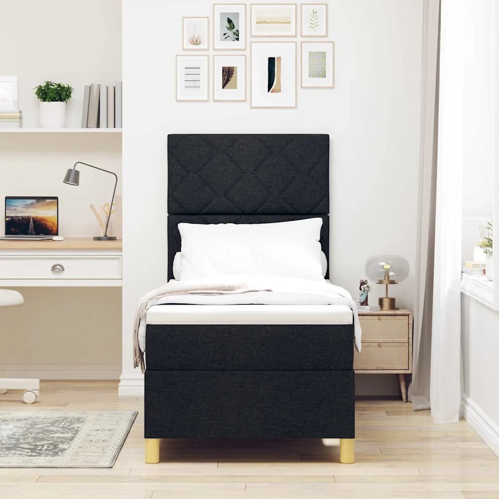 Letto a molle con materasso Nero 80 x 200 cm Tessuto 3339653