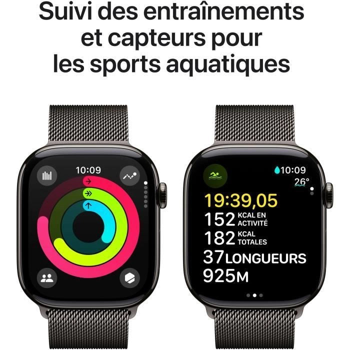 Apple Watch Series 10 GPS + Cellular - 46 mm - Cassa in titanio ardesia - Cinturino con loop milanese ardesia - S/M