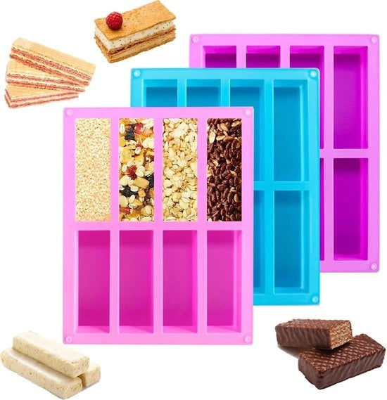Set di Forme per Cucina in Silicone a Forma Quadrata Energetica - Set da 3 pz - per Panettone, Brownie, Cornbread, Cheesecake, Pudding, Muffin e Cake