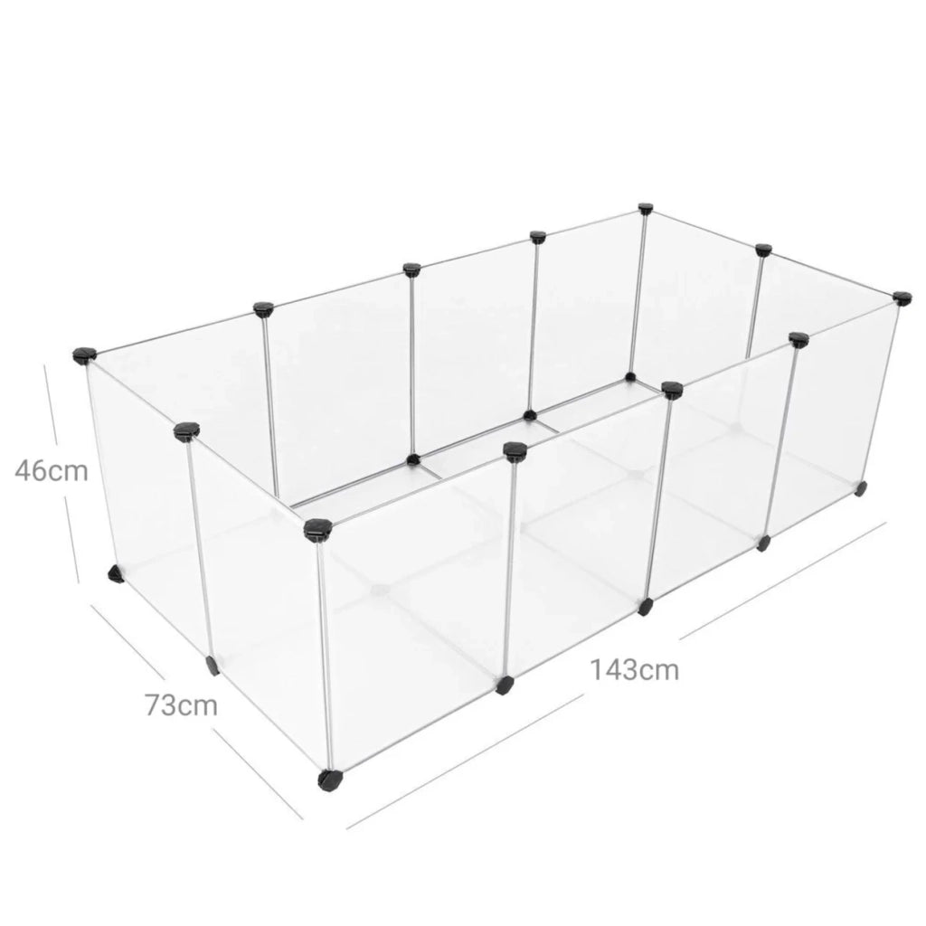 Recinto per piccoli animali con base modulare per cavie criceti conigli roditori e altri piccoli animali domestici. 143 x 73 x 46 cm pannelli trasparenti. 12_0005398