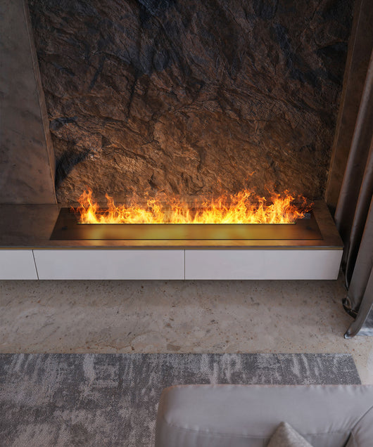 Camino a Vapore Elettrico da Incasso 180x48,5x33 cm Invapo Insert con Ricarica Automatica e LED RGB Nero