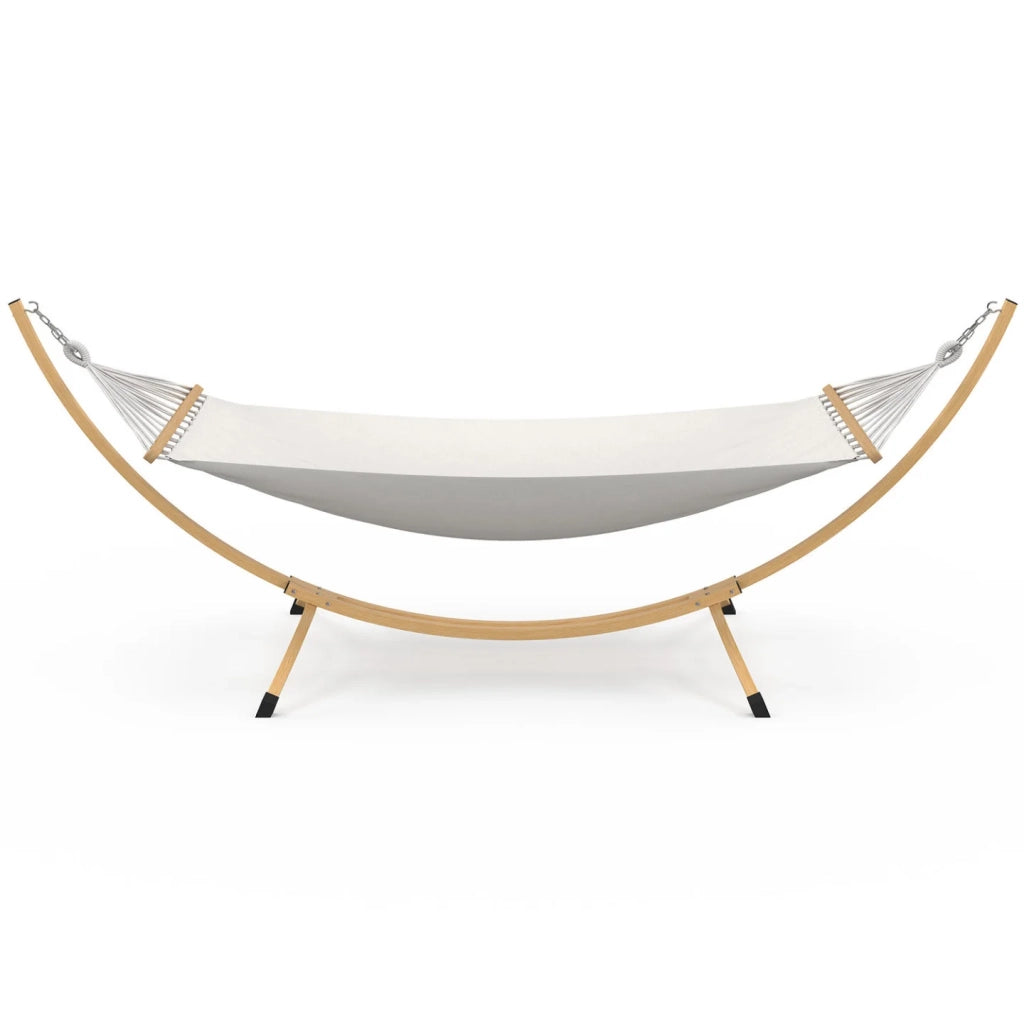 IDMarket - Amaca XL con supporto in metallo effetto legno e tela ecru