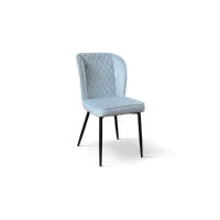 PAZZO DESIGN Sedia Simona set da 4 sedie azzurro in velluto e gambe in metallo