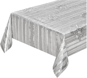 Tovaglia Cucina Antimacchia 140x260 Cm Metallizzata Lucida Grigia Copritavolo Pvc Decorato Dis_B