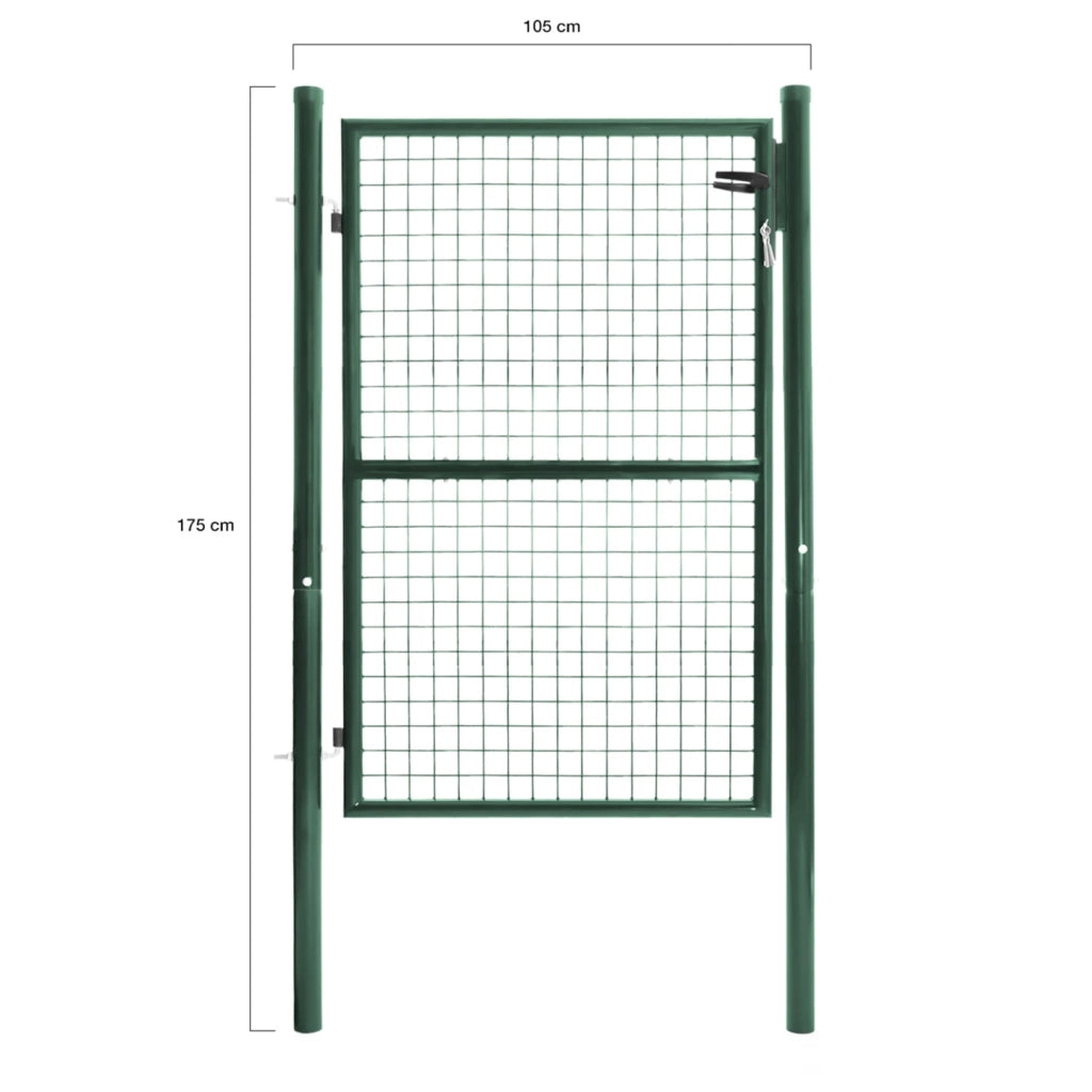 IDMarket - Cancello da giardino in acciaio verde 105 x 125 cm con serratura e maniglia