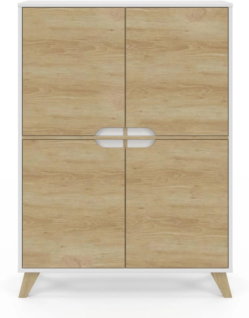 HELSINKI Contenitore scandinavo a 4 ante in legno e bianco