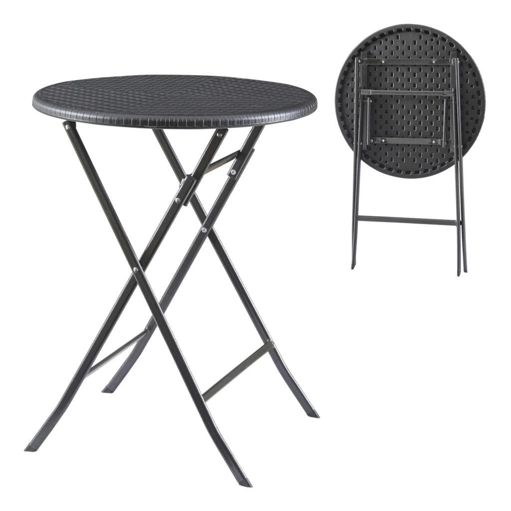 Tavolo da campeggio pieghevole 60 x 74 cm effetto rattan nero 03_0011002
