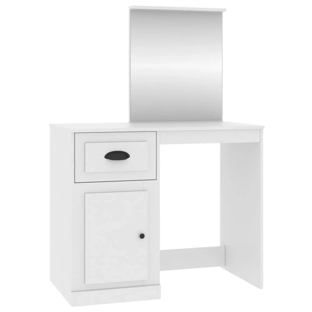 Toletta con specchio 90 x 50 x 132,5 cm legno ingegnerizzato bianco 02_0006255
